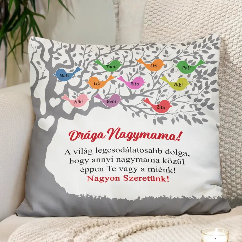 Egyedi Anyák napi párna nagyszülőknek, akár 13 unokával