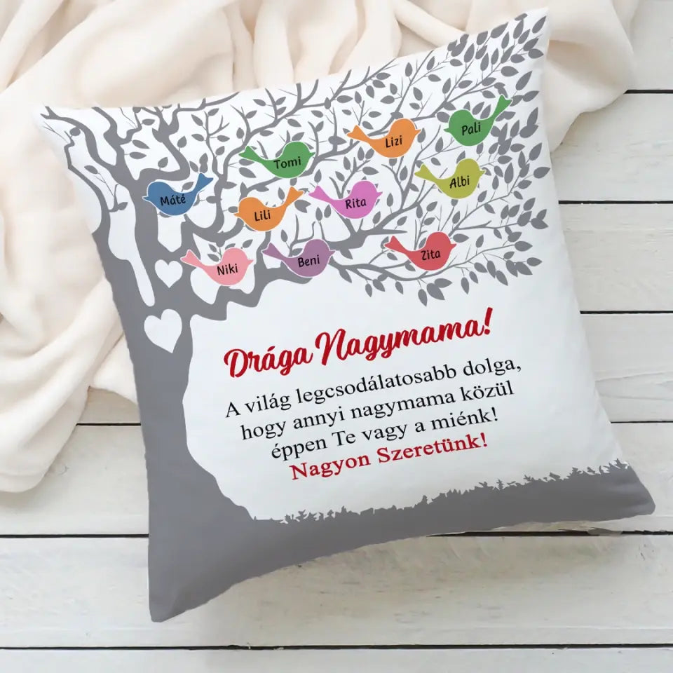 Egyedi Anyák napi párna nagyszülőknek, akár 13 unokával