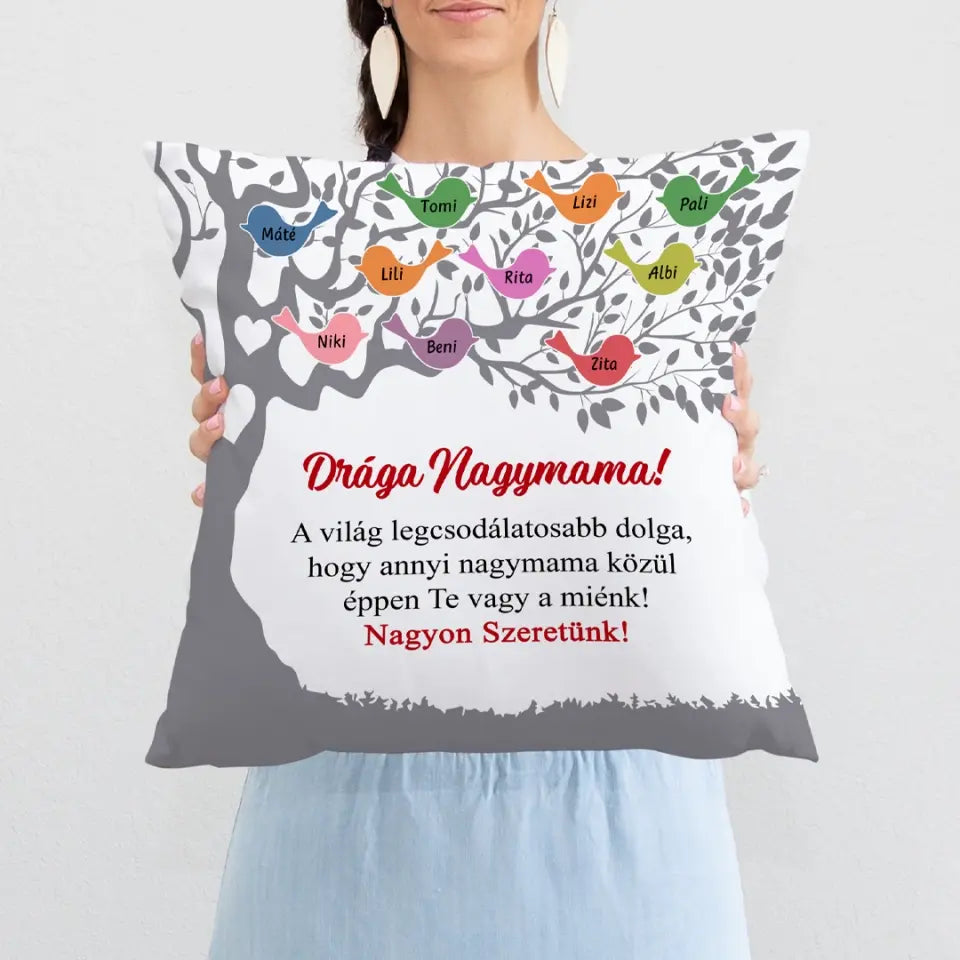 Egyedi Anyák napi párna nagyszülőknek, akár 13 unokával