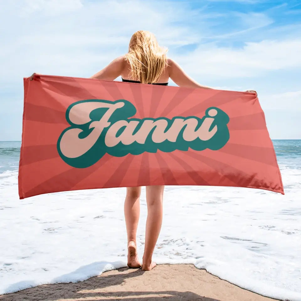 Egyedi strandtörölköző saját névvel - retro stílus