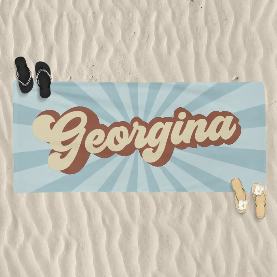 Egyedi strandtörölköző saját névvel - retro stílus