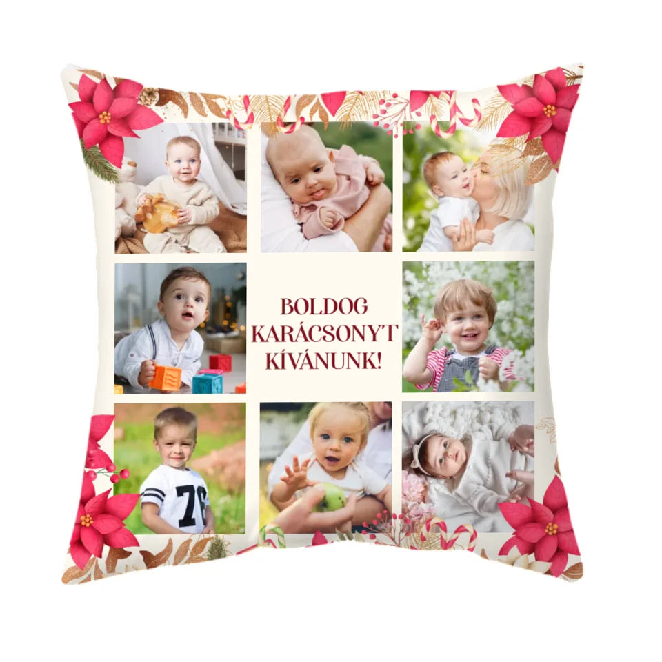 Egyedi saját fotós karácsonyi párna - 8 képpel