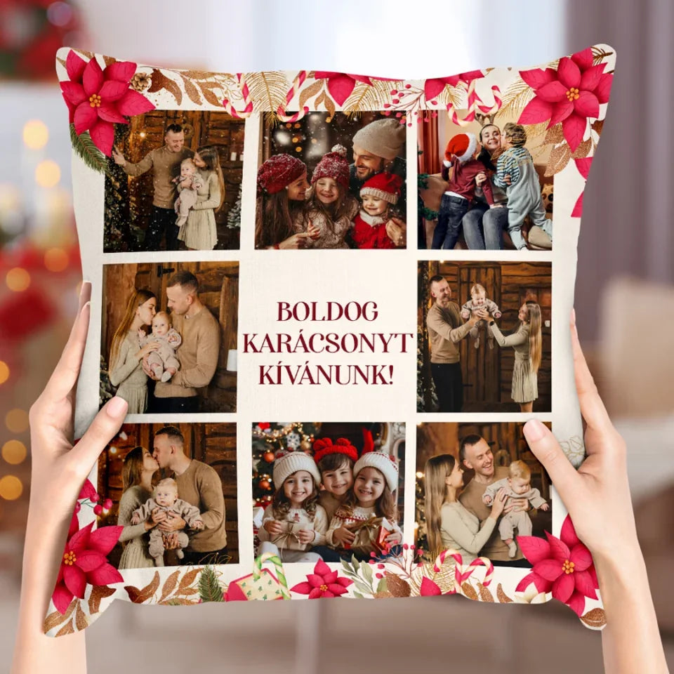 Egyedi saját fotós karácsonyi párna - 8 képpel