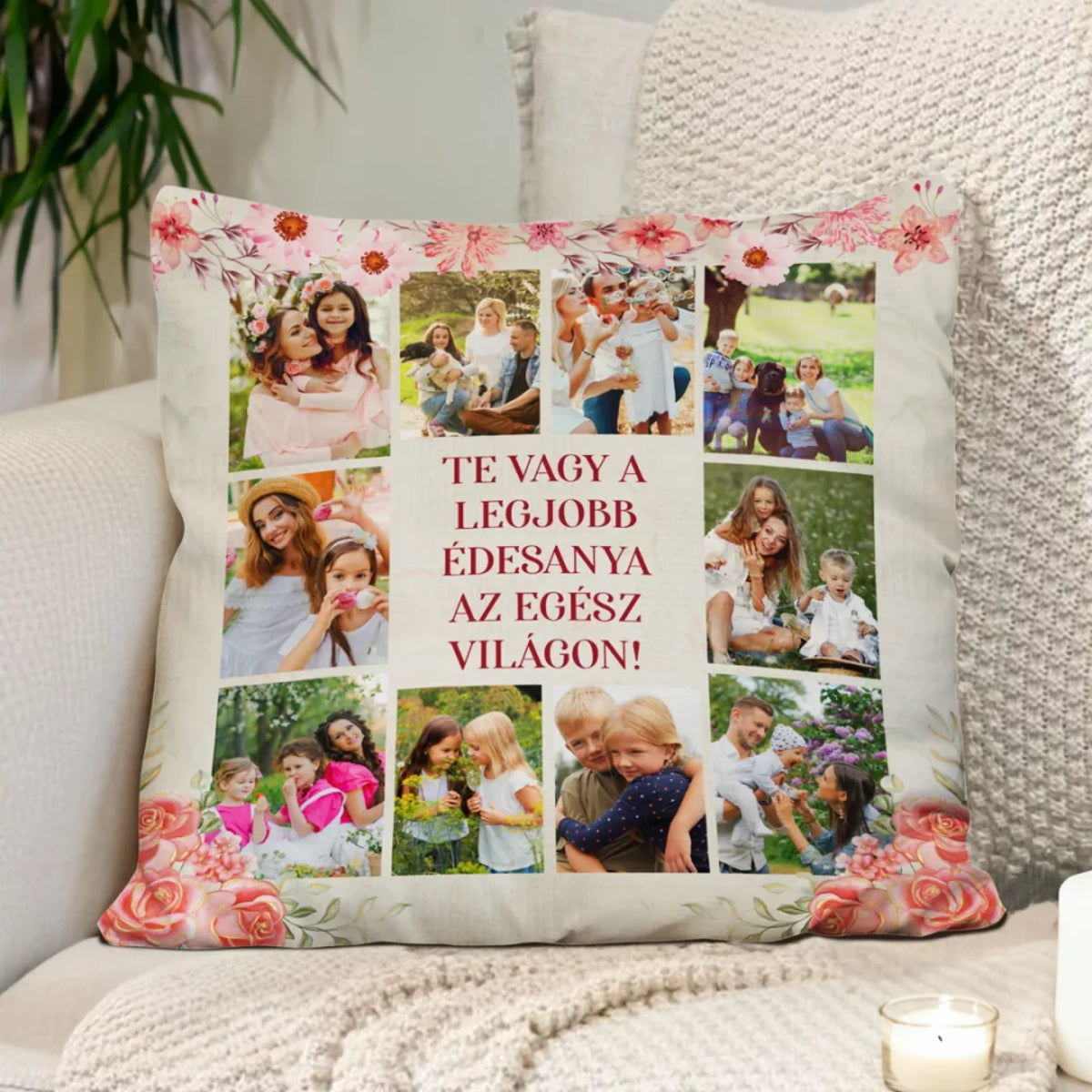 Egyedi saját fotós párna Anyák napjára - Te vagy a legjobb