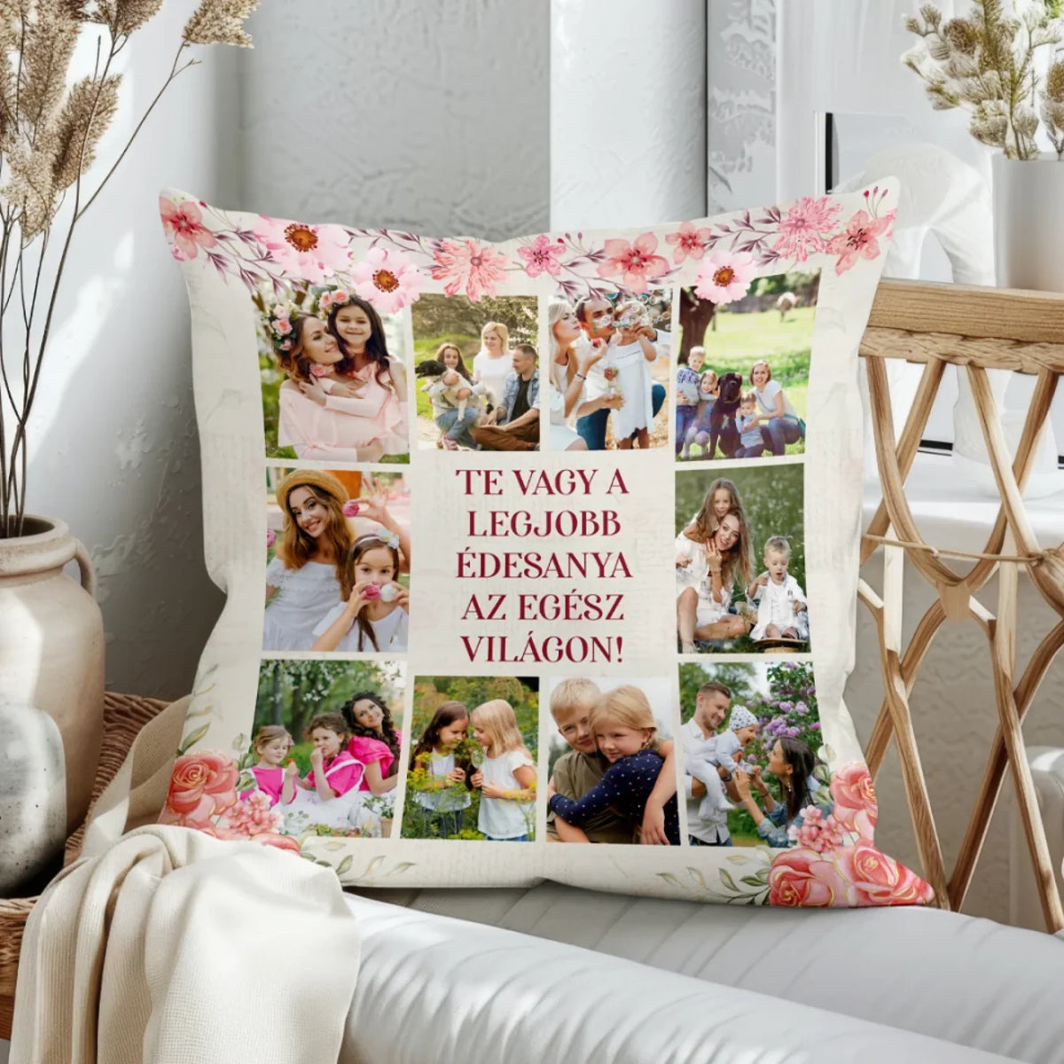 Egyedi saját fotós párna Anyák napjára - Te vagy a legjobb2