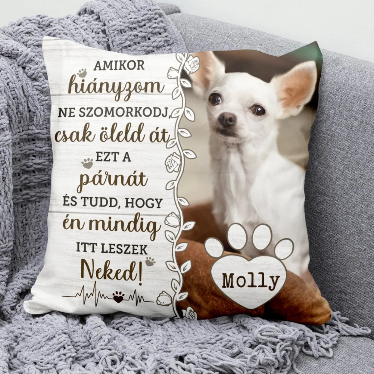 Egyedi saját fotós párna gazdiknak - Amikor hiányzom3