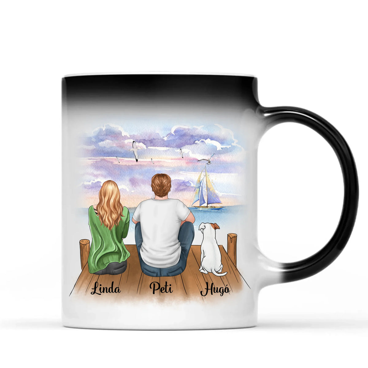 Egyedi kutyás bögre Valentin-napra - akár 3 kutyussal