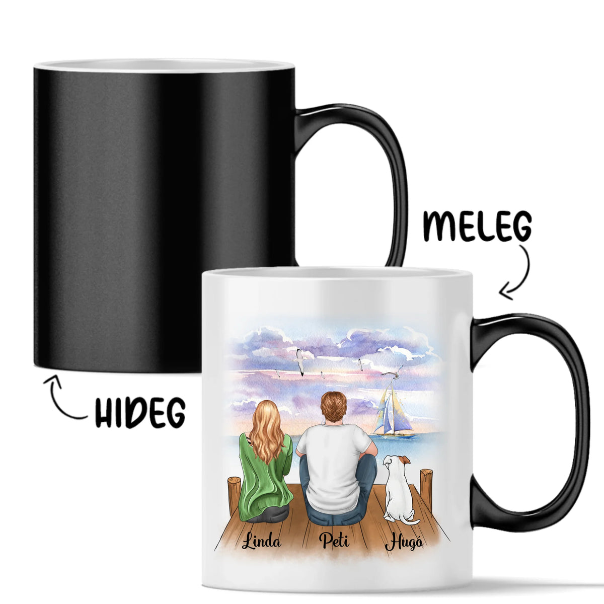 Egyedi kutyás bögre Valentin-napra - akár 3 kutyussal