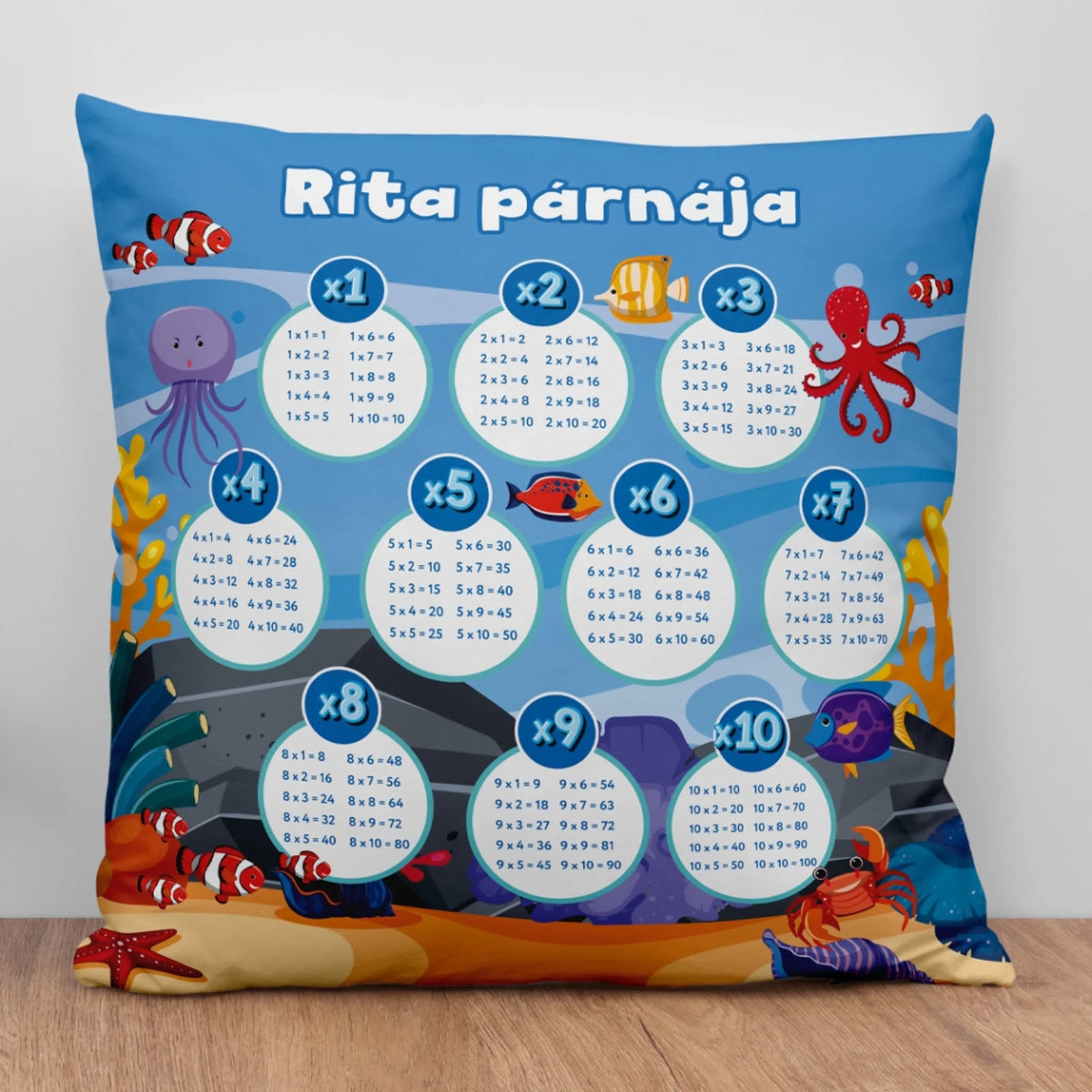 Egyedi tanuló párna gyermekeknek - szorzótábla4