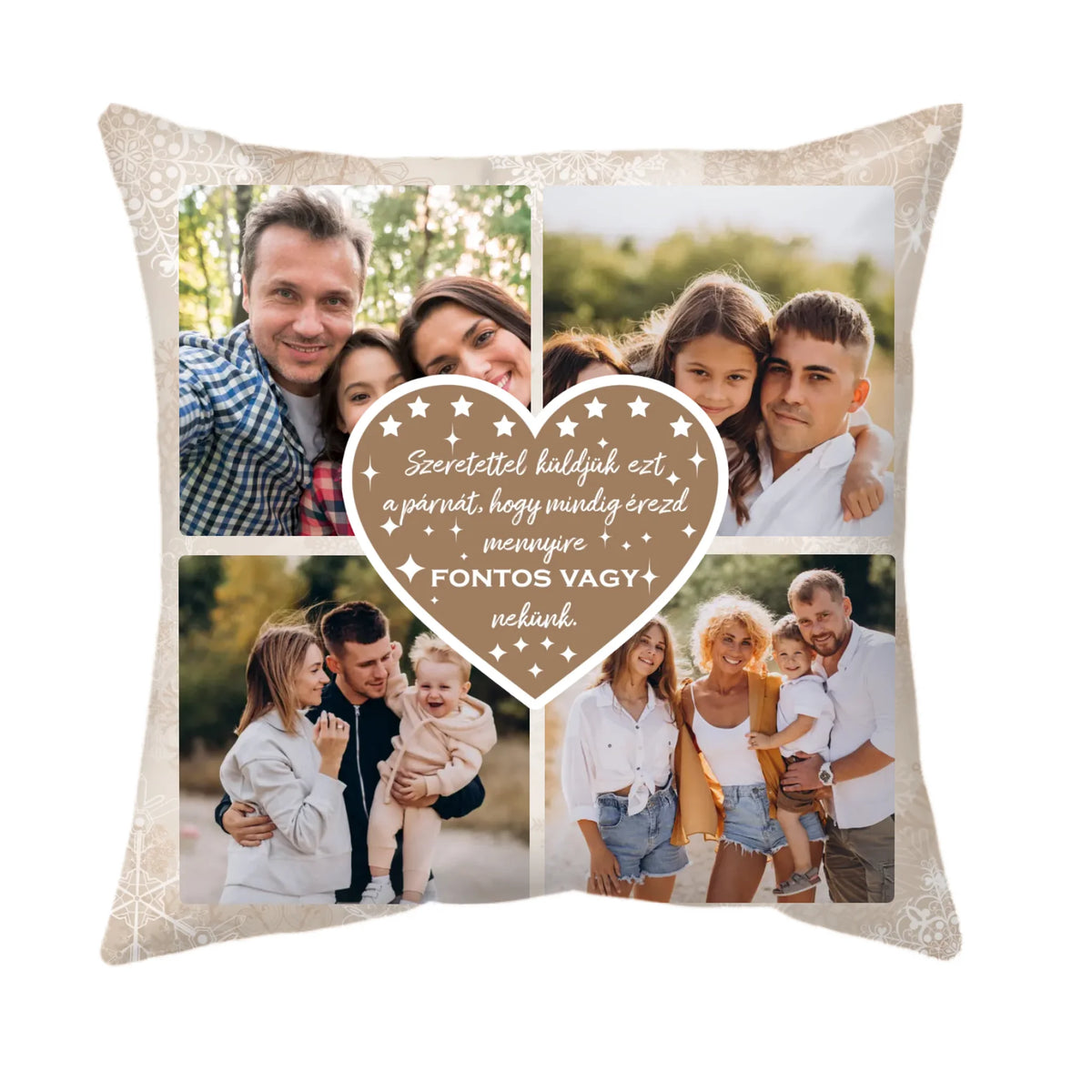 Egyedi karácsonyi párna a családnak - akár 8 saját fotóval