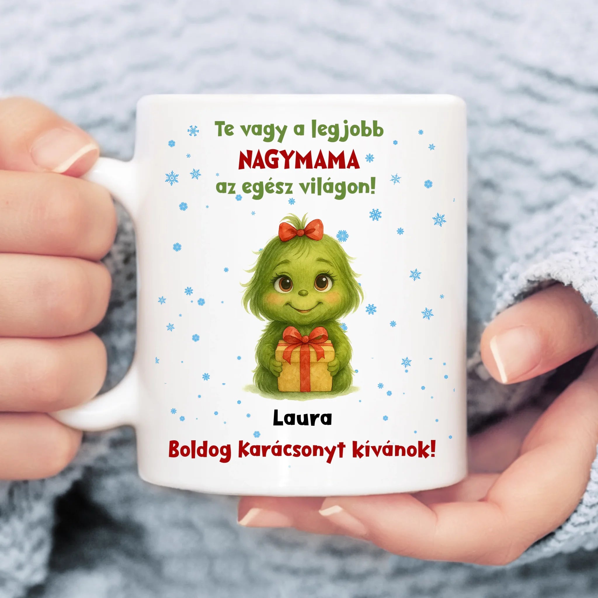 Egyedi karácsonyi grincses bögre - akár 8 gyermekkel