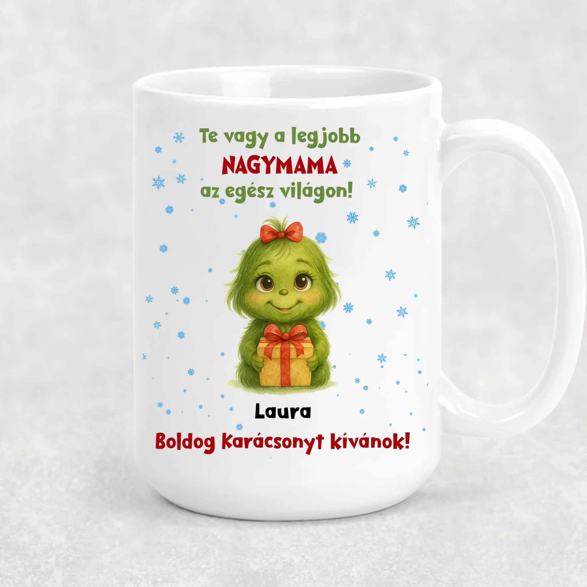 Egyedi karácsonyi grincses bögre - akár 8 gyermekkel
