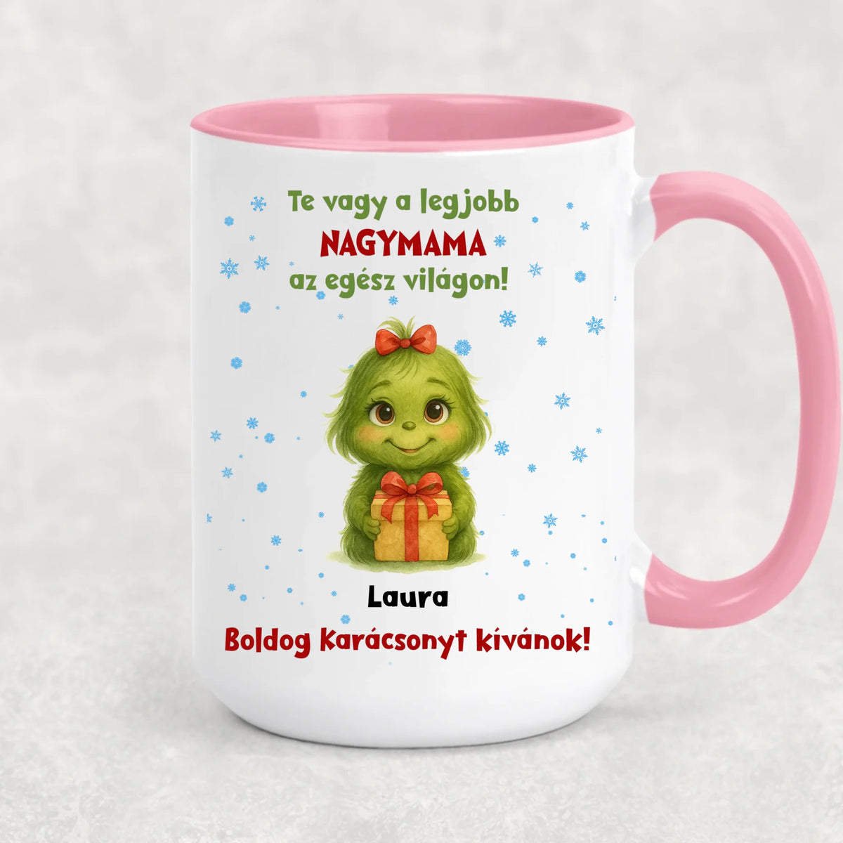 Egyedi karácsonyi grincses bögre - akár 8 gyermekkel