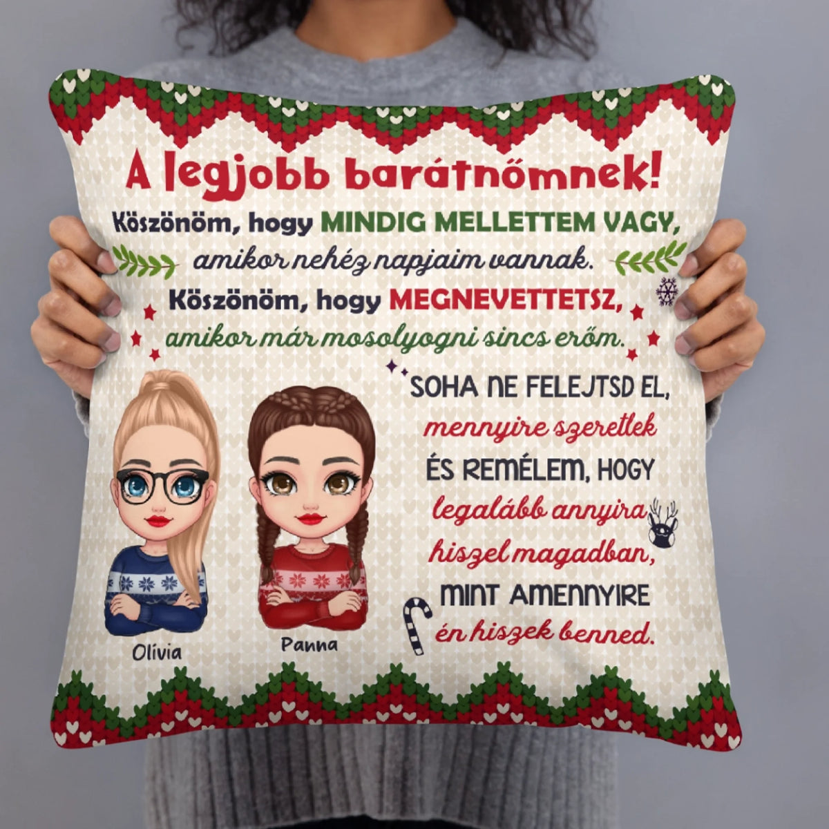 Egyedi karácsonyi párna barátnőknek - Köszönöm, hogy mindig mellettem vagy2
