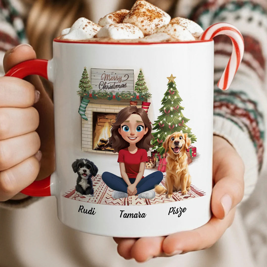 Egyedi karácsonyi bögre kutyás gazdiknak - akár 3 kutyussal