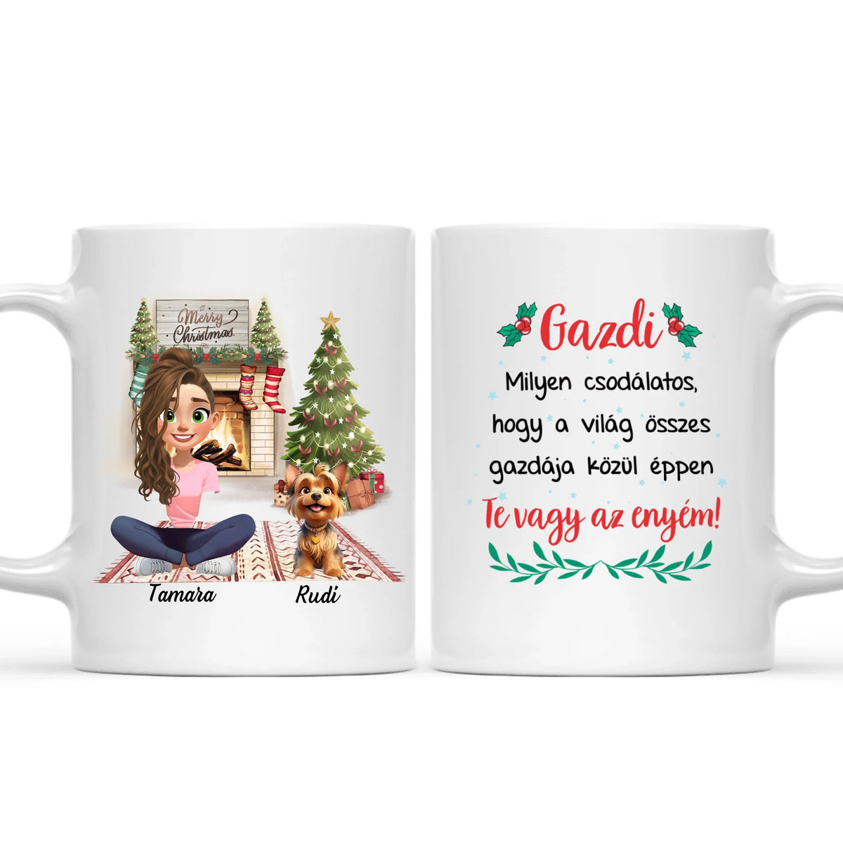 Egyedi karácsonyi bögre kutyás gazdiknak - akár 3 kutyussal