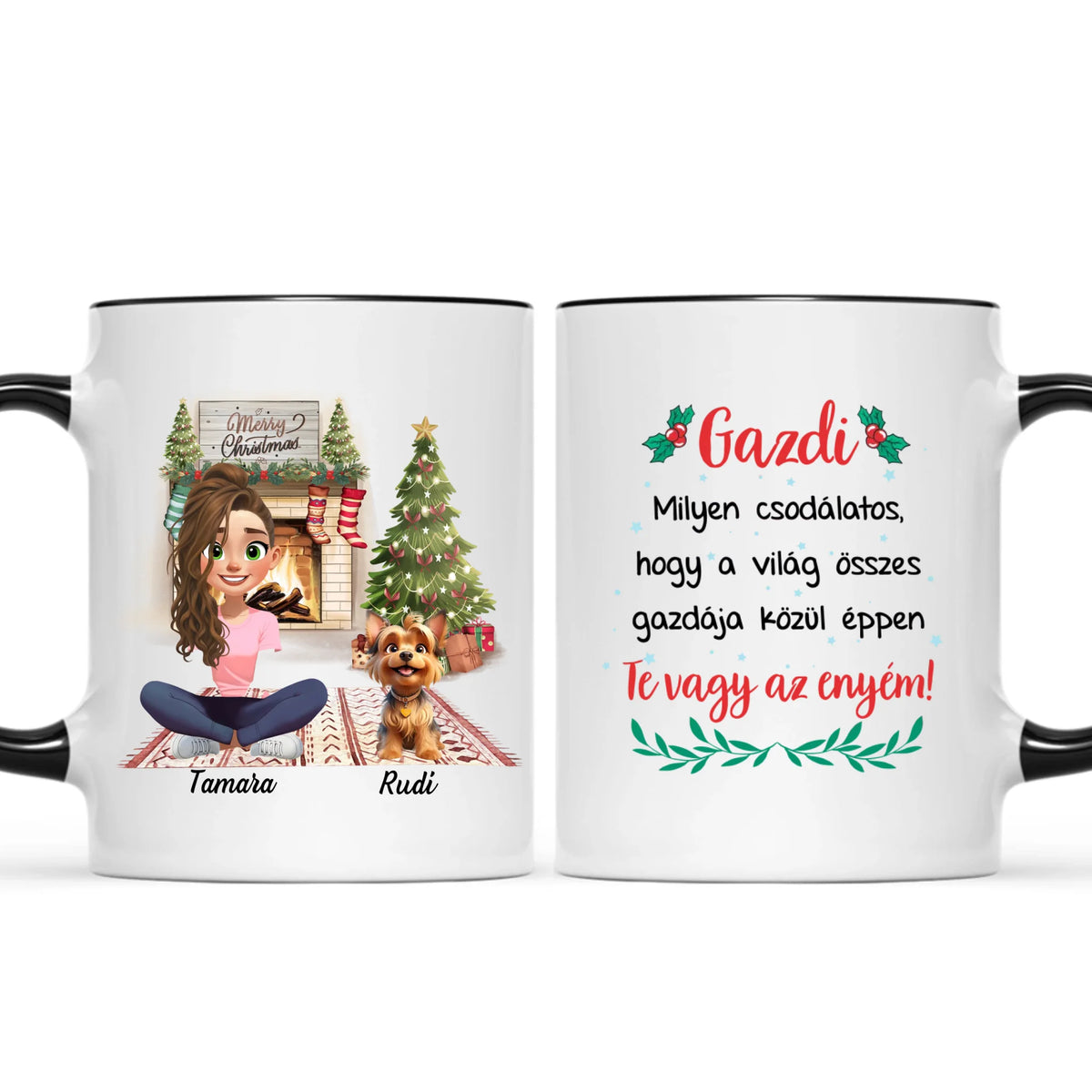 Egyedi karácsonyi bögre kutyás gazdiknak - akár 3 kutyussal