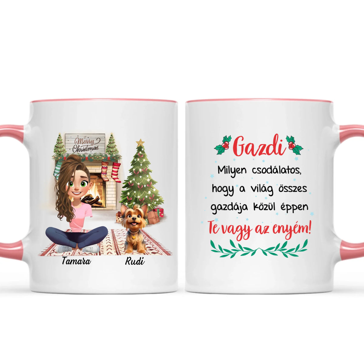 Egyedi karácsonyi bögre kutyás gazdiknak - akár 3 kutyussal