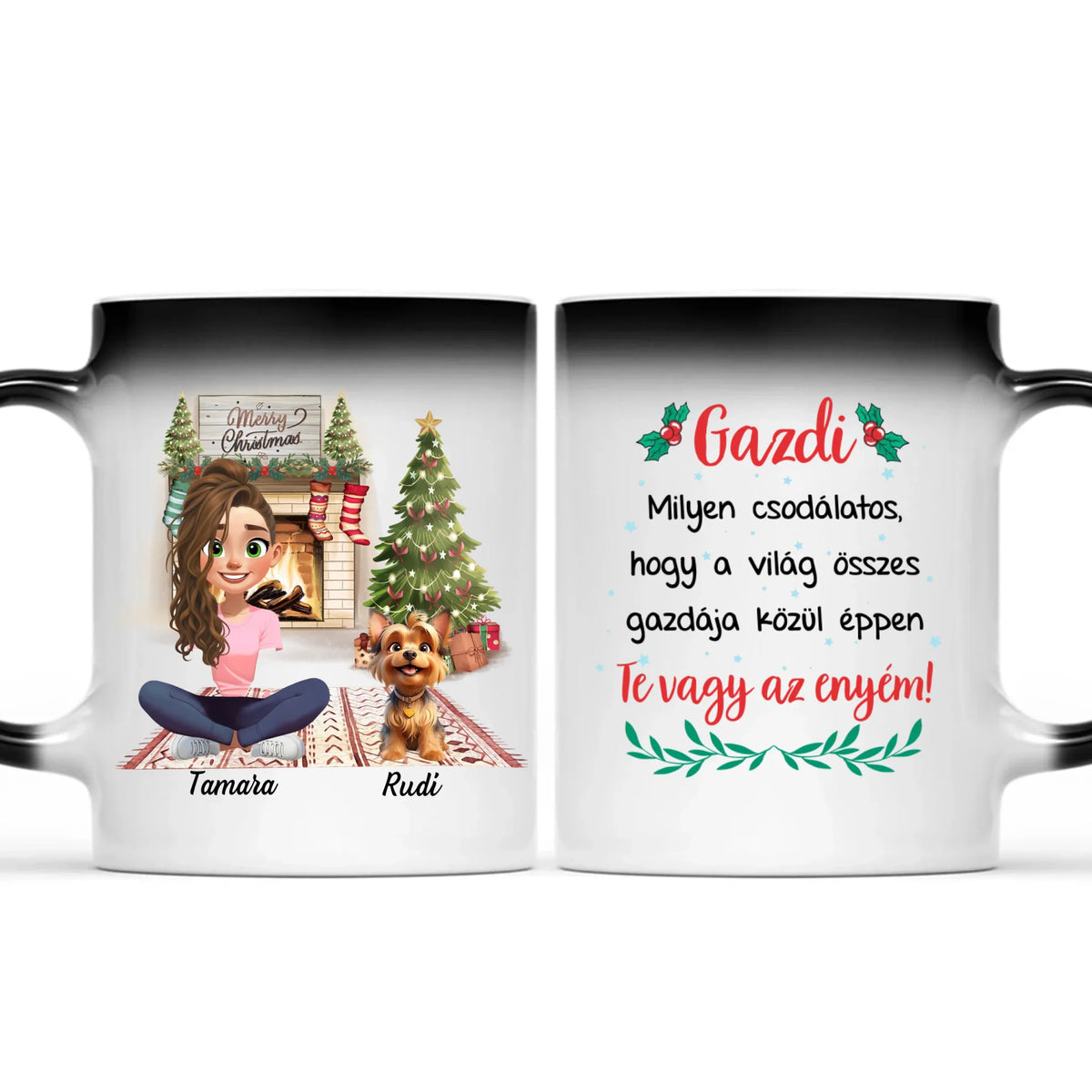 Egyedi karácsonyi bögre kutyás gazdiknak - akár 3 kutyussal