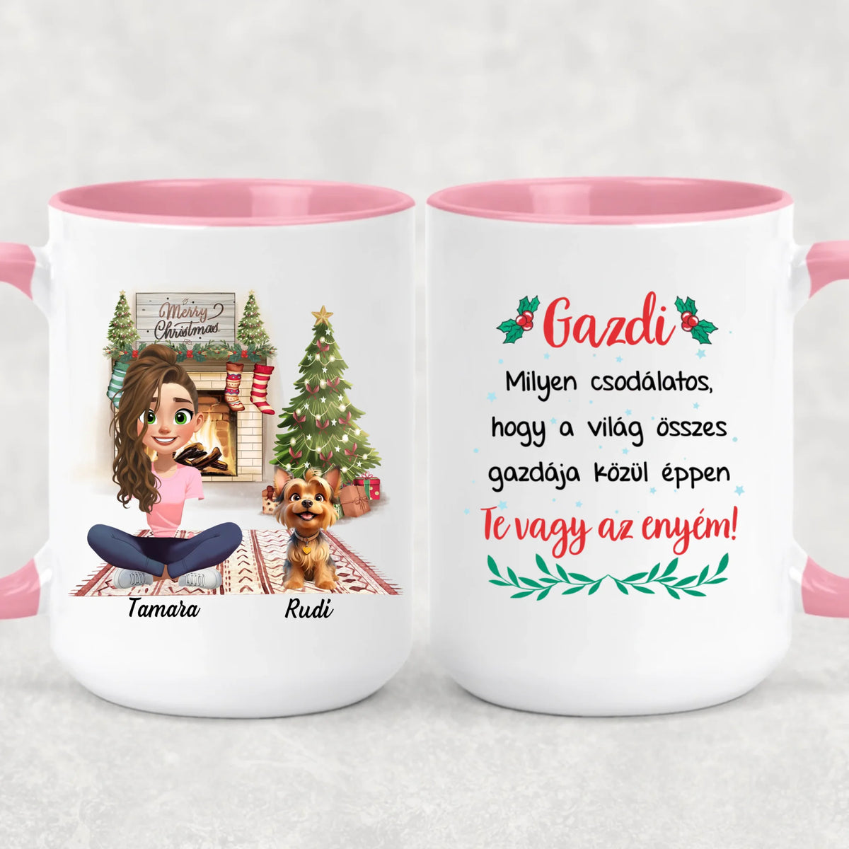 Egyedi karácsonyi bögre kutyás gazdiknak - akár 3 kutyussal