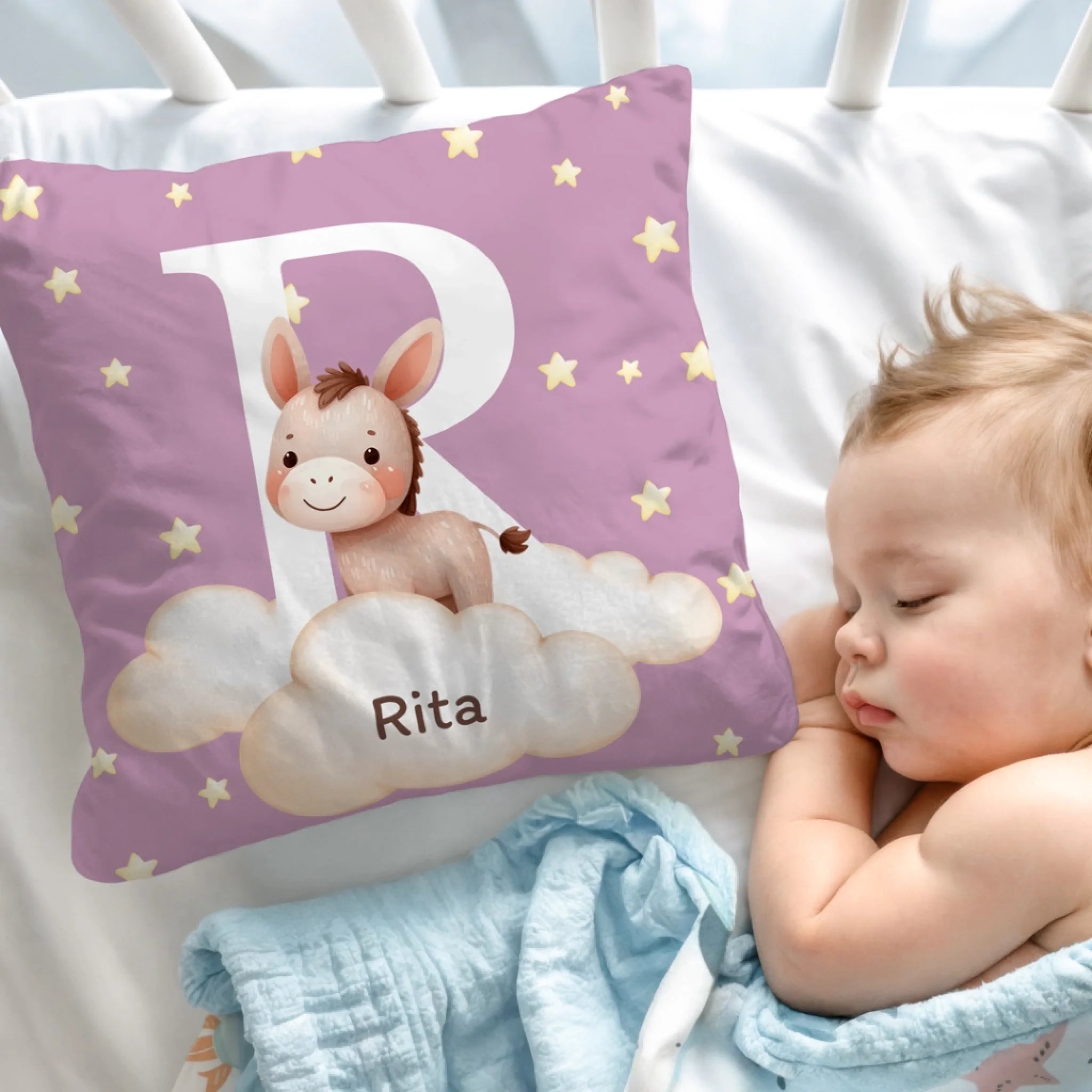 Egyedi párna gyerekeknek, saját névvel - cuki állatok4