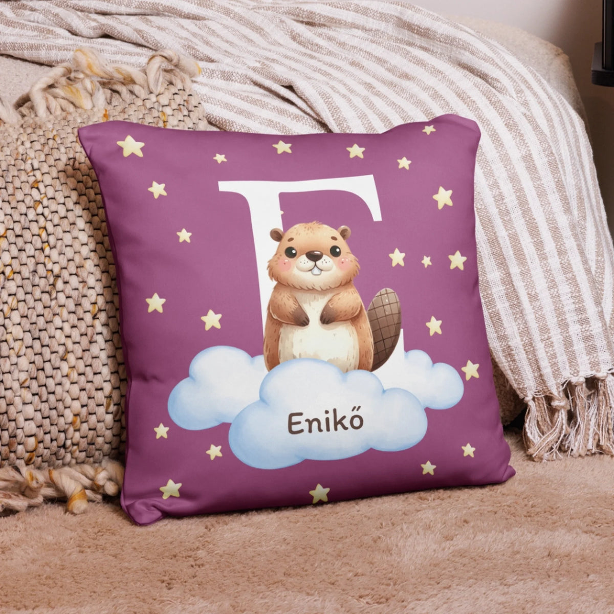 Egyedi párna gyerekeknek, saját névvel - cuki állatok5