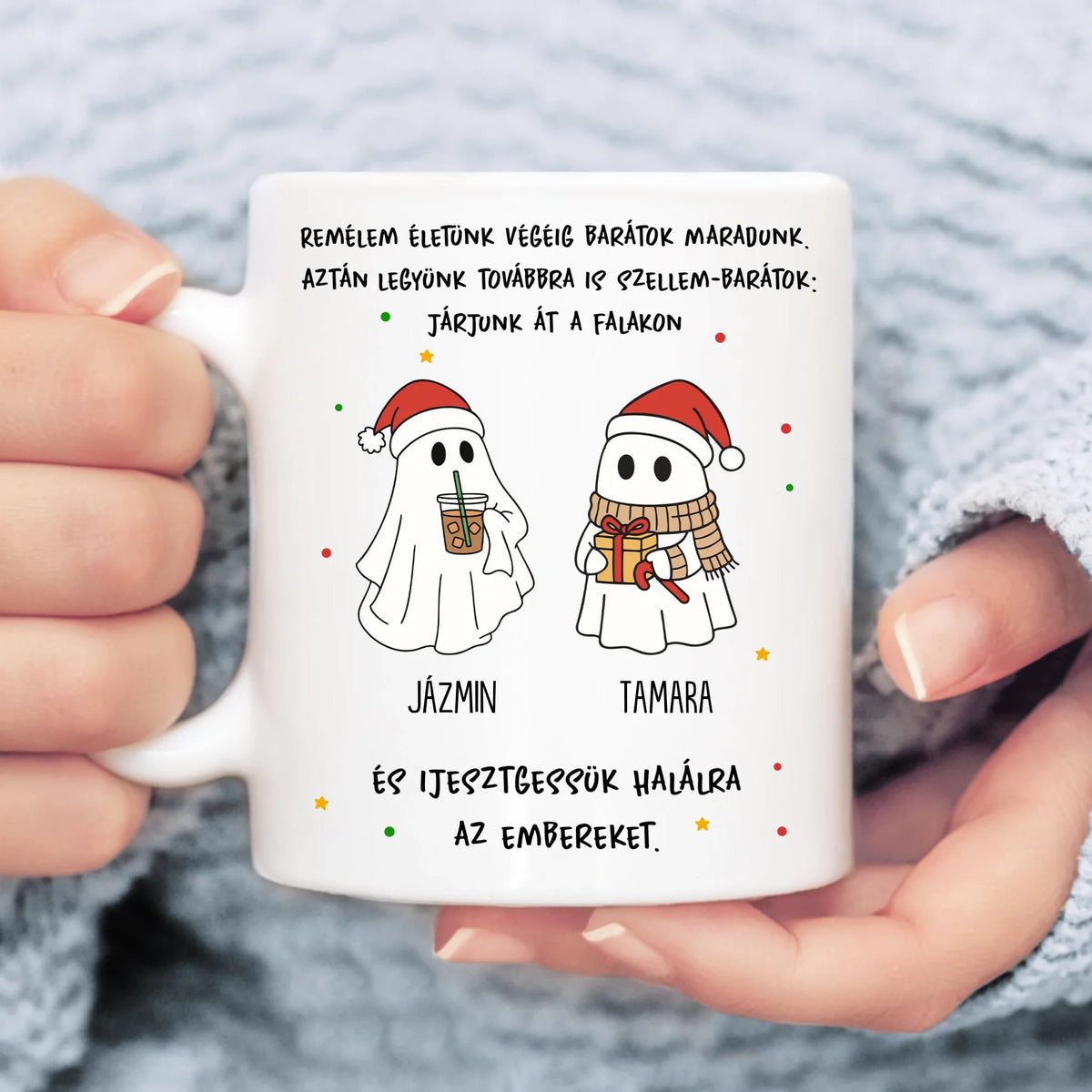 Egyedi karácsonyi bögre barátoknak - szellem barátok