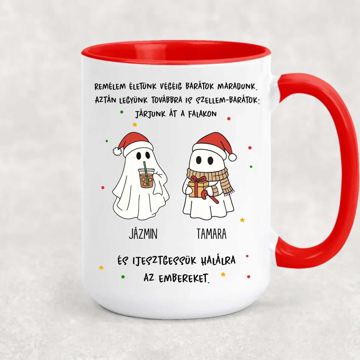Egyedi karácsonyi bögre barátoknak - szellem barátok
