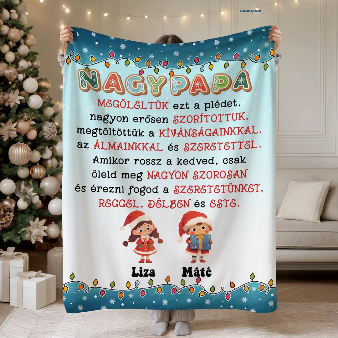 Egyedi karácsonyi pléd szülőknek, nagyszülőknek - megöleltük ezt a plédet