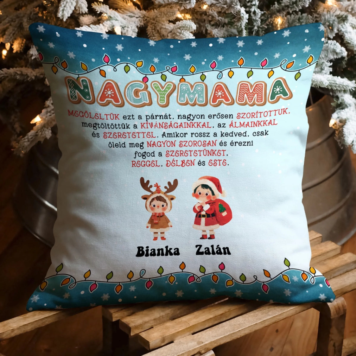 Egyedi karácsonyi párna szülőknek, nagyszülőknek - megöleltük ezt a párnát