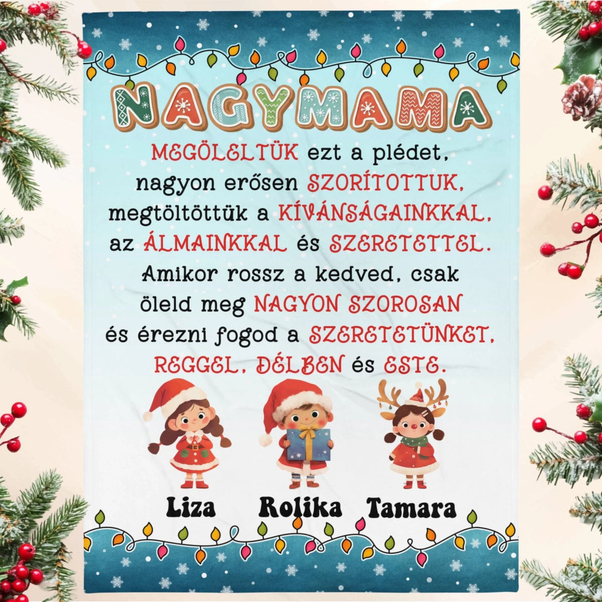 Egyedi karácsonyi pléd szülőknek, nagyszülőknek - megöleltük ezt a plédet