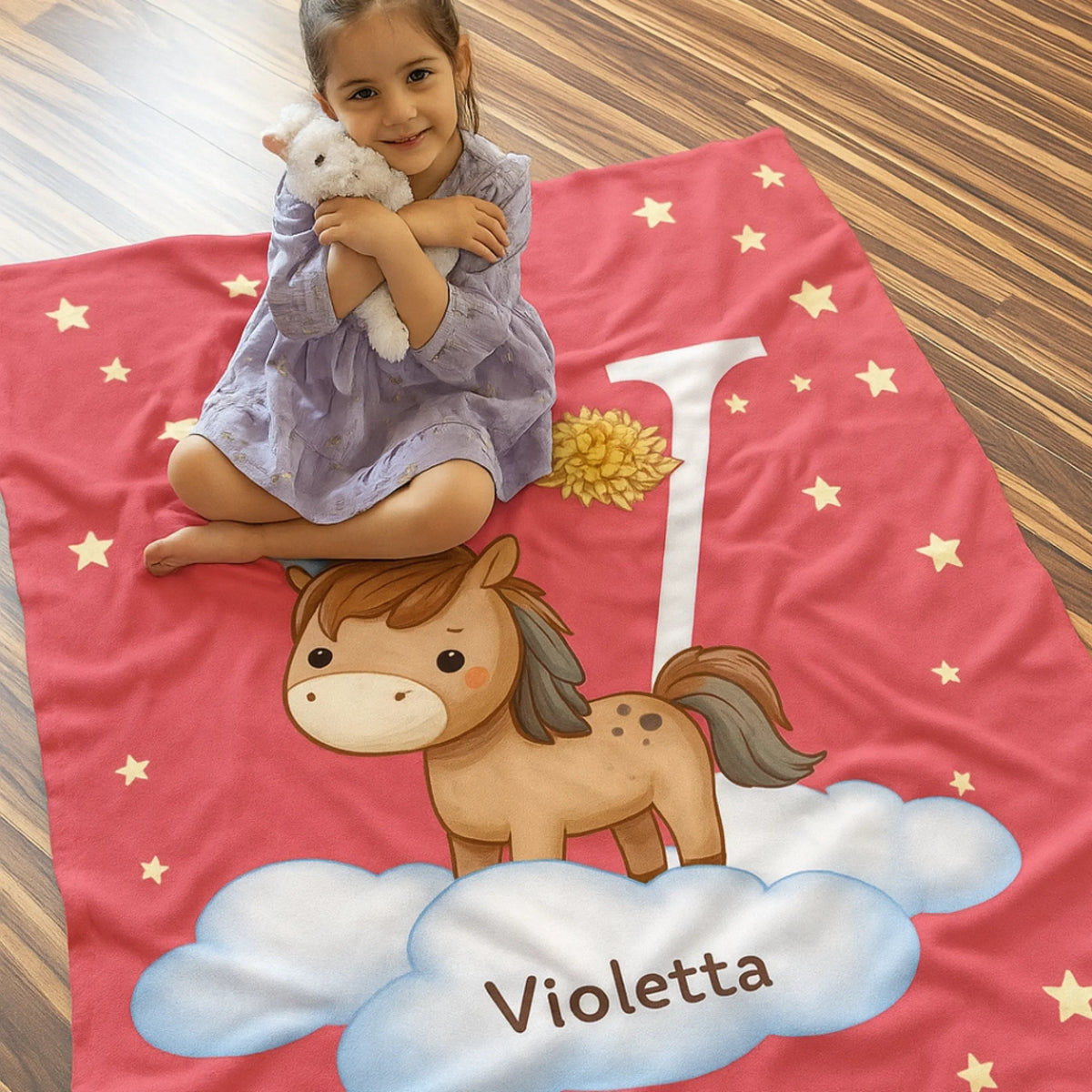 Egyedi pléd gyerekeknek, saját névvel - cuki állatok2