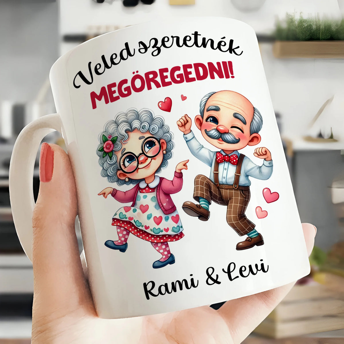 Egyedi bögre pároknak - cuki idős pár