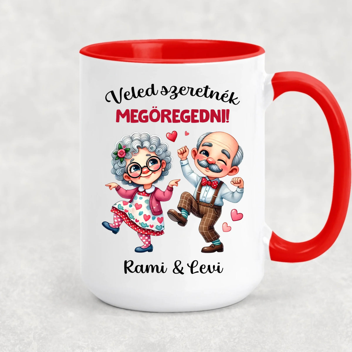Egyedi bögre pároknak - cuki idős pár