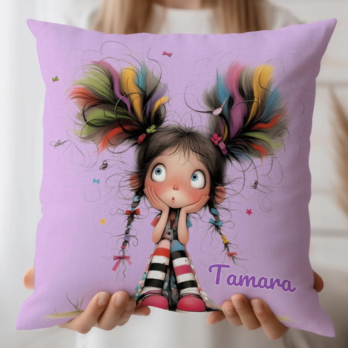 Egyedi cuki, bohókás lány párna - saját névvel4