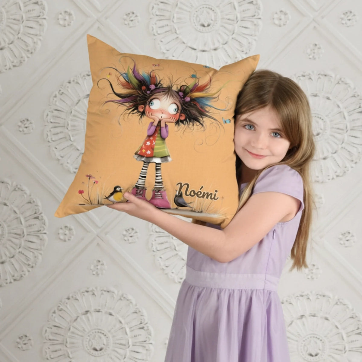 Egyedi cuki, bohókás lány párna - saját névvel1