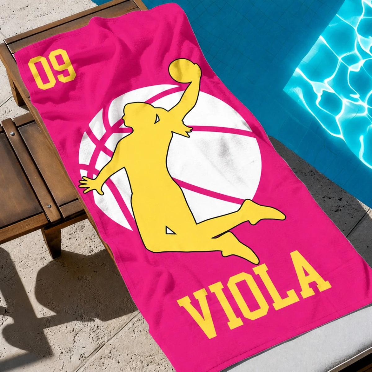 Egyedi strandtörölköző saját névvel és számmal - kosárlabda2
