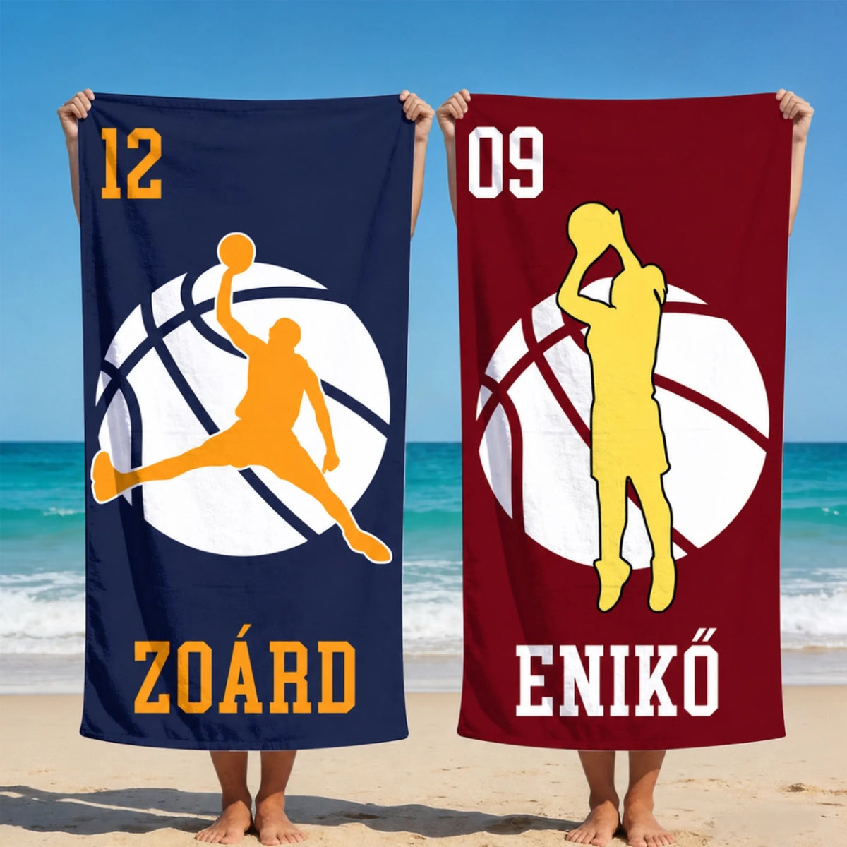 Egyedi strandtörölköző saját névvel és számmal - kosárlabda4