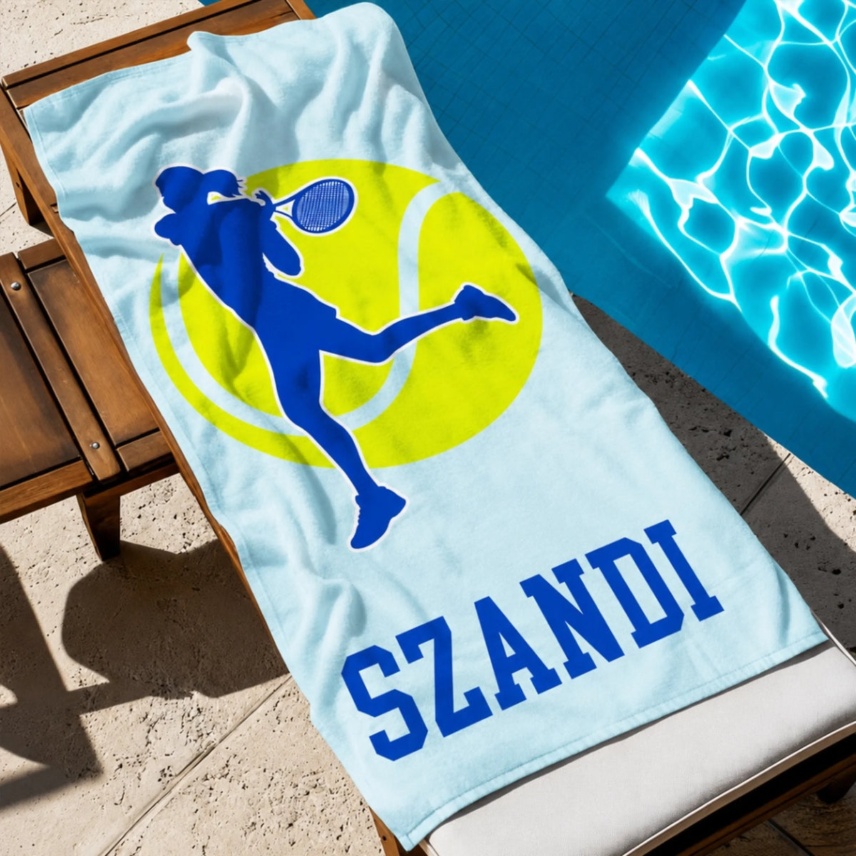 Egyedi strandtörölköző saját névvel és számmal - tenisz2