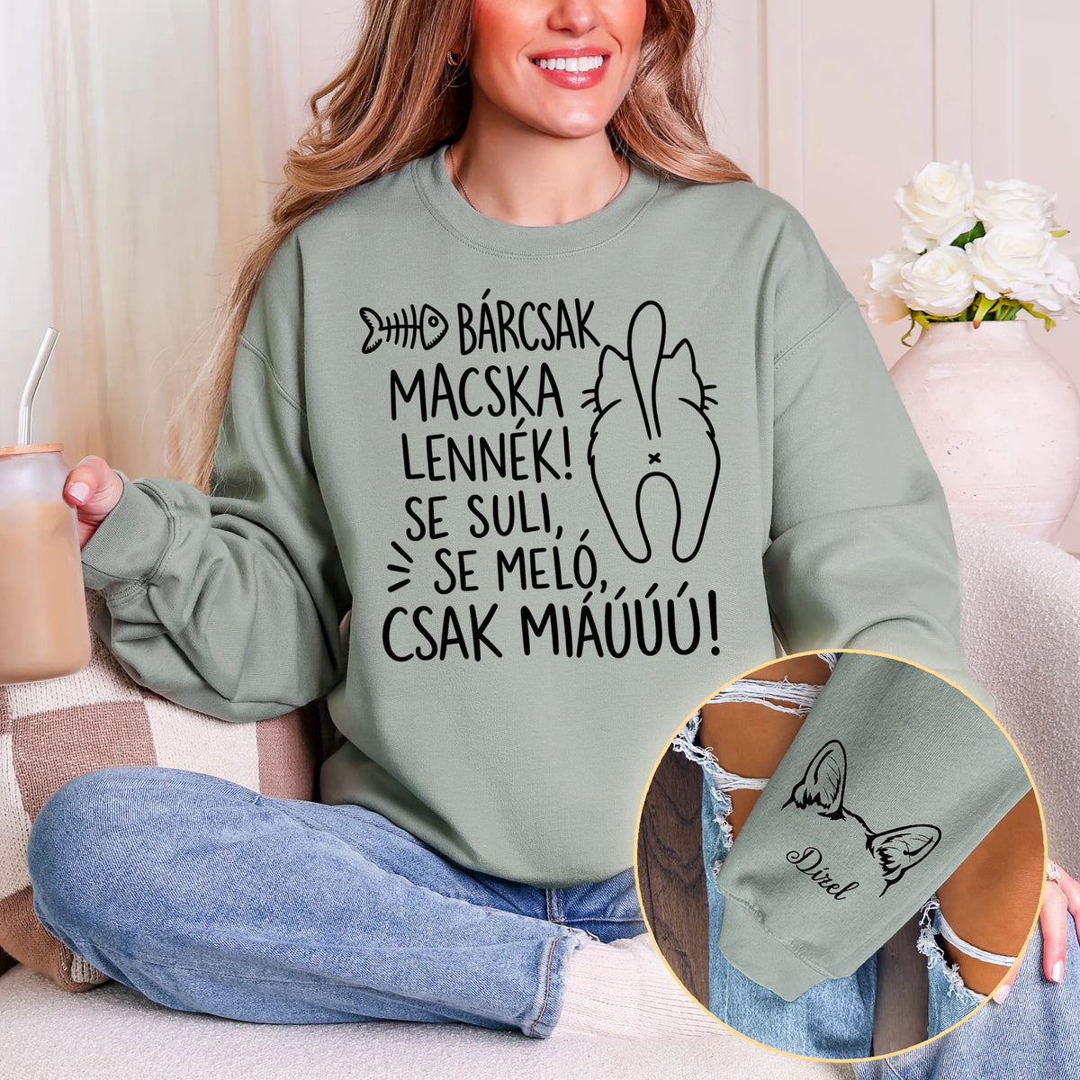 Egyedi pulóver gazdiknak, akár 8 macskával - Bárcsak macska lennék