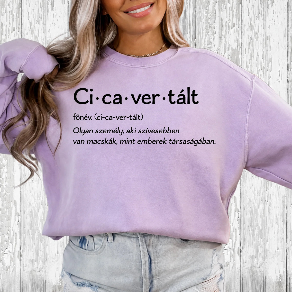Egyedi Cicavertált pulóver gazdiknak, akár 8 macska nevével és grafikájával